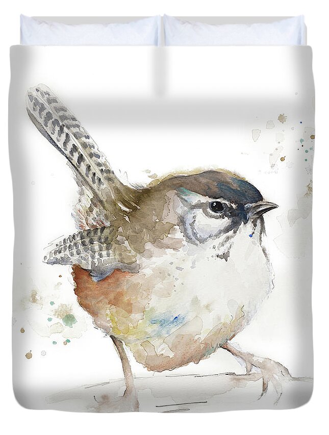 Watercolor Duvet Cover featuring the painting Watercolor Mountain Bird I by Patricia Pinto