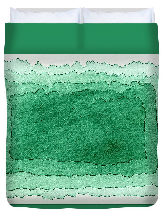 Art Duvet Cover featuring the digital art Watercolored Background In Green by Agalma