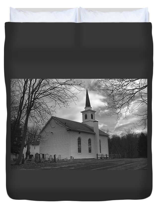 Church Duvet Cover featuring the photograph Waterloo United Methodist Church - Back by Christopher Lotito
