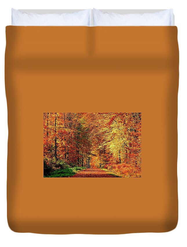 Scenics Duvet Cover featuring the photograph Way Fall by Philippe Sainte-laudy Photography
