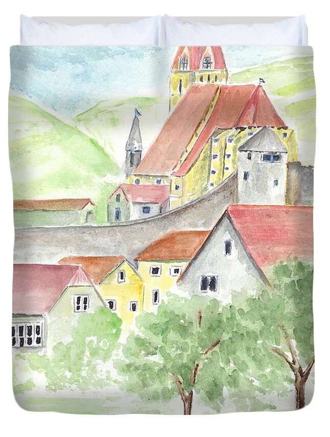 Austria Duvet Cover featuring the painting Weissenkirchen, Austria by Claudette Carlton