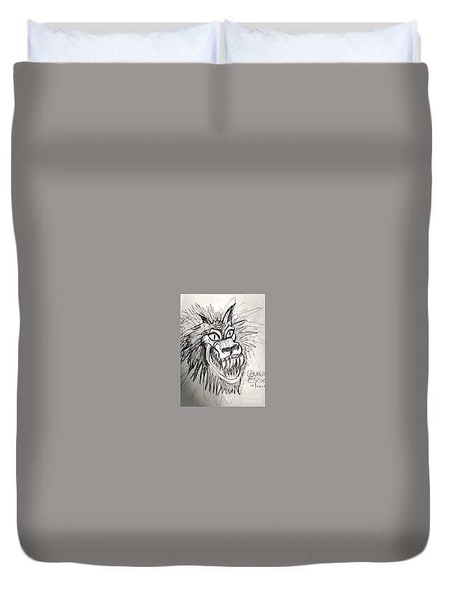 Werewolf Duvet Cover featuring the drawing Werewolf by Genevieve Esson