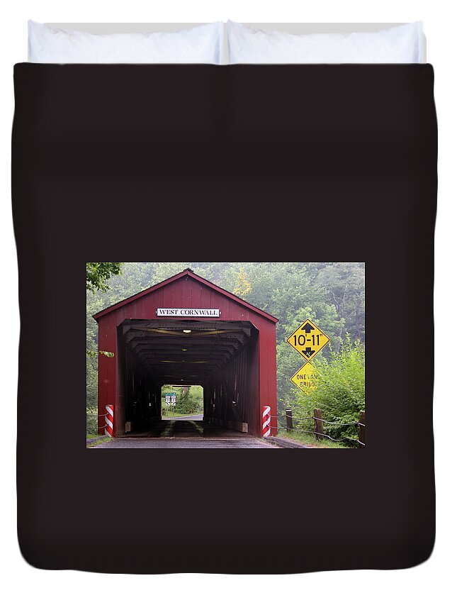 Scenics Duvet Cover featuring the photograph West Cornwall Covered Bridge by Dougschneiderphoto