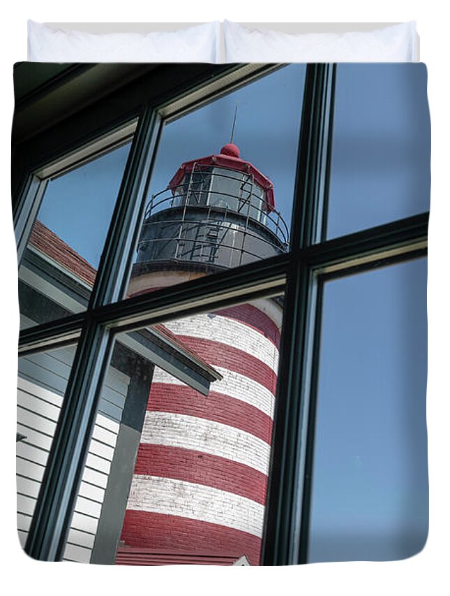 West Quoddy Head Light Duvet Cover featuring the photograph West Quoddy Head Light by Bob Doucette