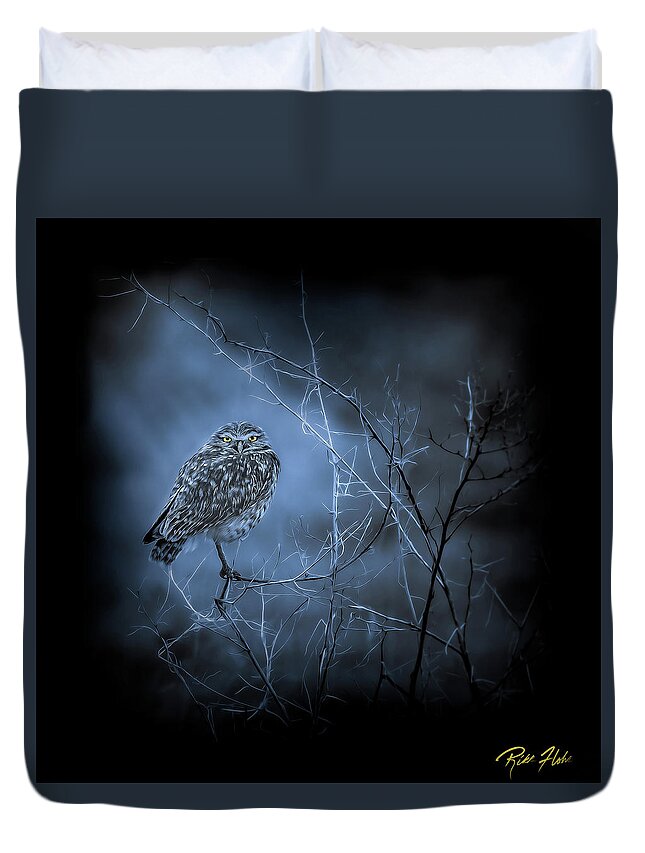Animals Duvet Cover featuring the photograph Western Owl Gloom by Rikk Flohr