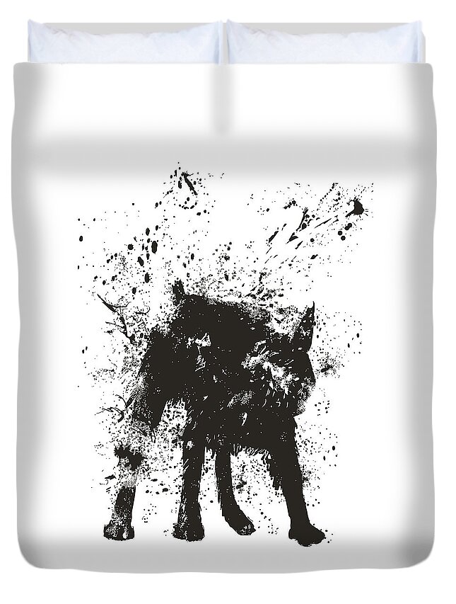 Dog Duvet Cover featuring the painting Wet dog by Balazs Solti