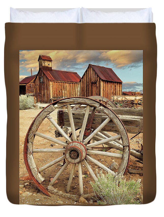 Wagon Duvet Cover featuring the photograph Wheels And Spokes In Color by James Eddy