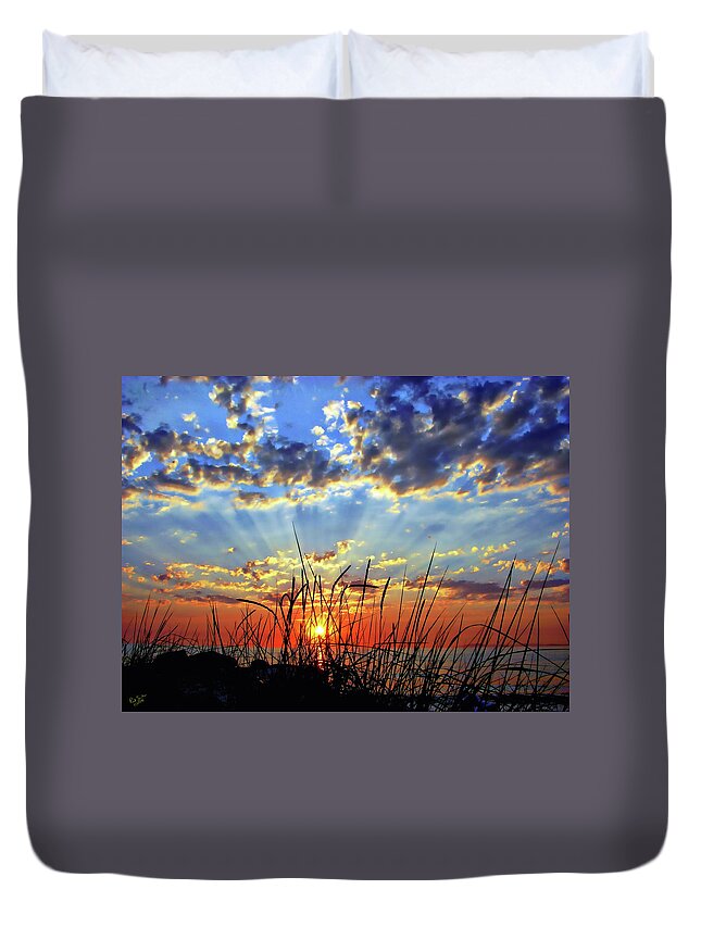 Sun Duvet Cover featuring the photograph Whidbey Island Sunset by Rick Lawler