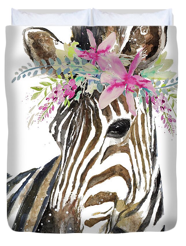 Whimsical Duvet Cover featuring the painting Whimsical Water Zebra by Patricia Pinto