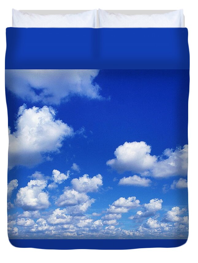 Weather Duvet Cover featuring the photograph White Clouds In Blue Sky by Doug Armand