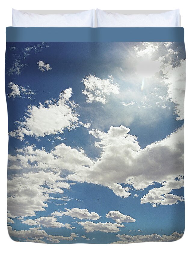 Outdoors Duvet Cover featuring the photograph White Clouds Over Mountain Range by Paul Taylor