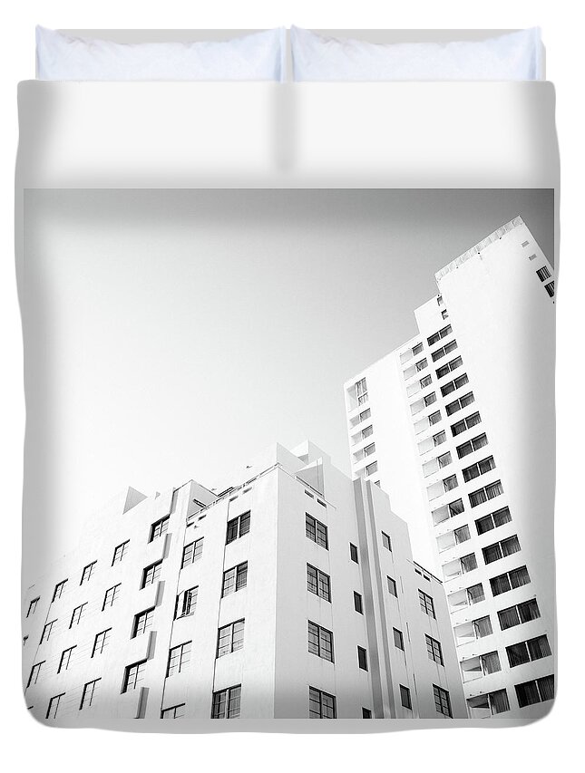 Apartment Duvet Cover featuring the photograph White Condos by Moreiso