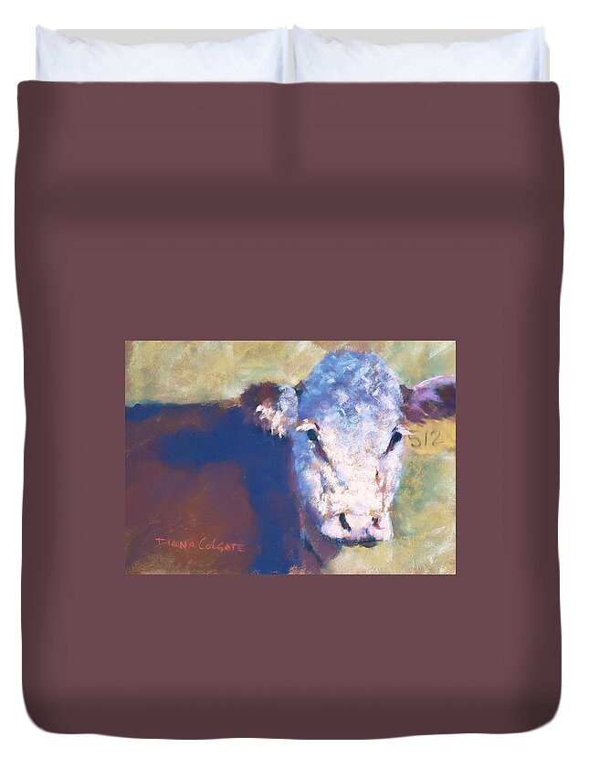 Cow Duvet Cover featuring the pastel White Face by Diana Colgate