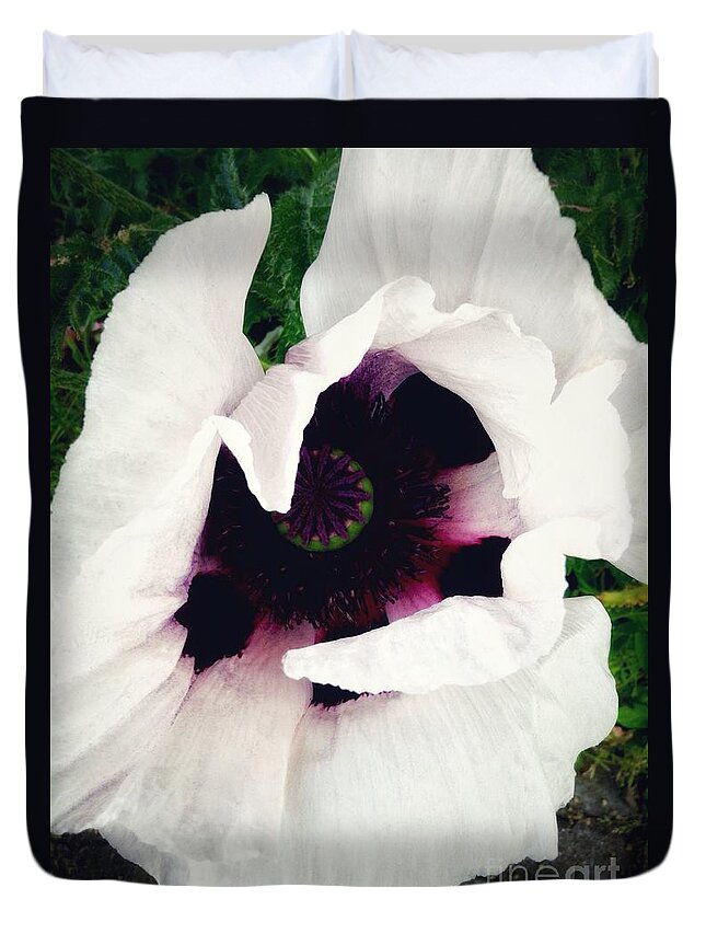 White Poppy Duvet Cover featuring the photograph White Poppy by Joan-Violet Stretch