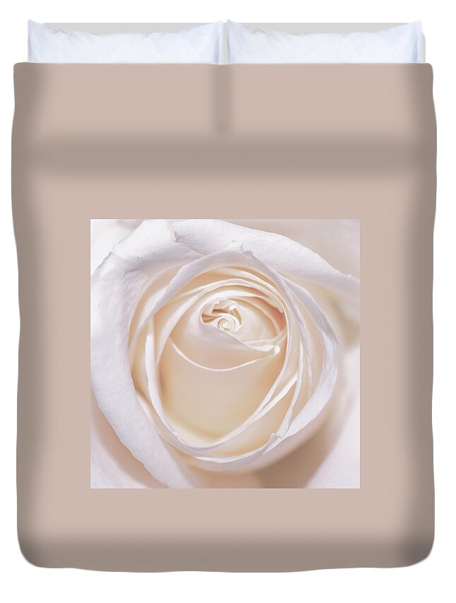 White Rose Duvet Cover featuring the photograph White Rose Square by Mary Ann Artz