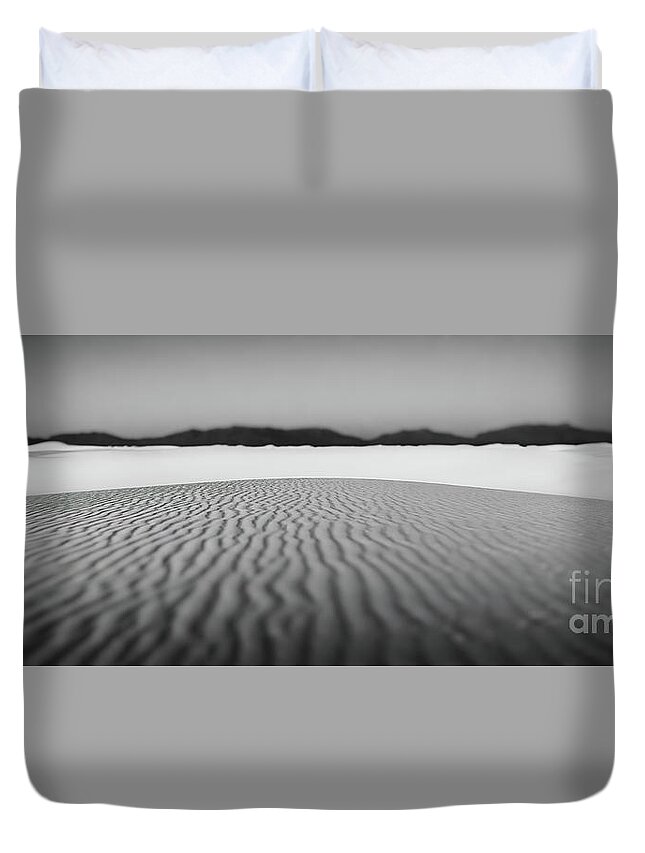 White Sands National Monument Duvet Cover featuring the photograph White Sands In Black And White by Doug Sturgess