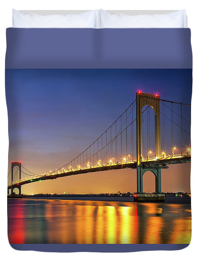Tranquility Duvet Cover featuring the photograph Whitestone Bridge by Michael Orso