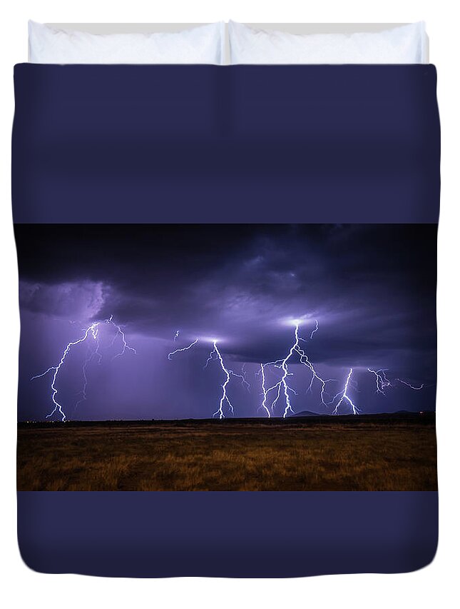 Lightning Duvet Cover featuring the photograph Wicked Sky by Aaron Burrows