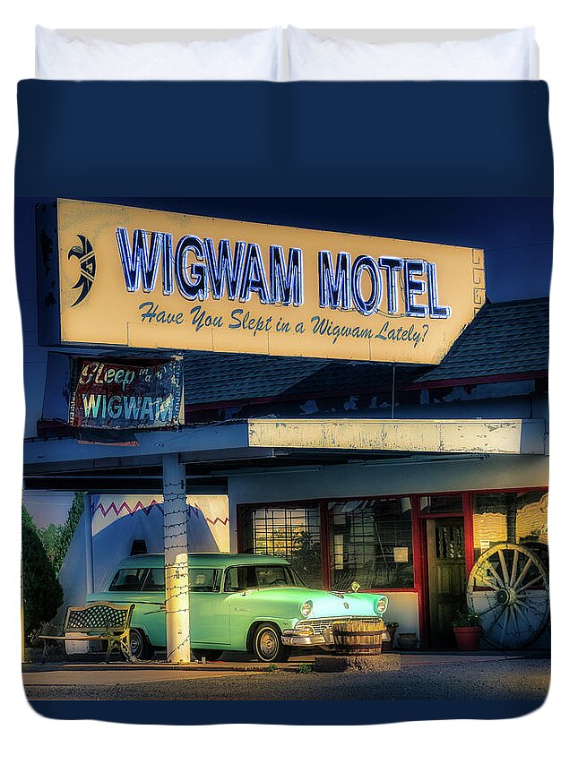 Holbrook Duvet Cover featuring the photograph Wigwam Motel Holbrook, AZ by Micah Offman