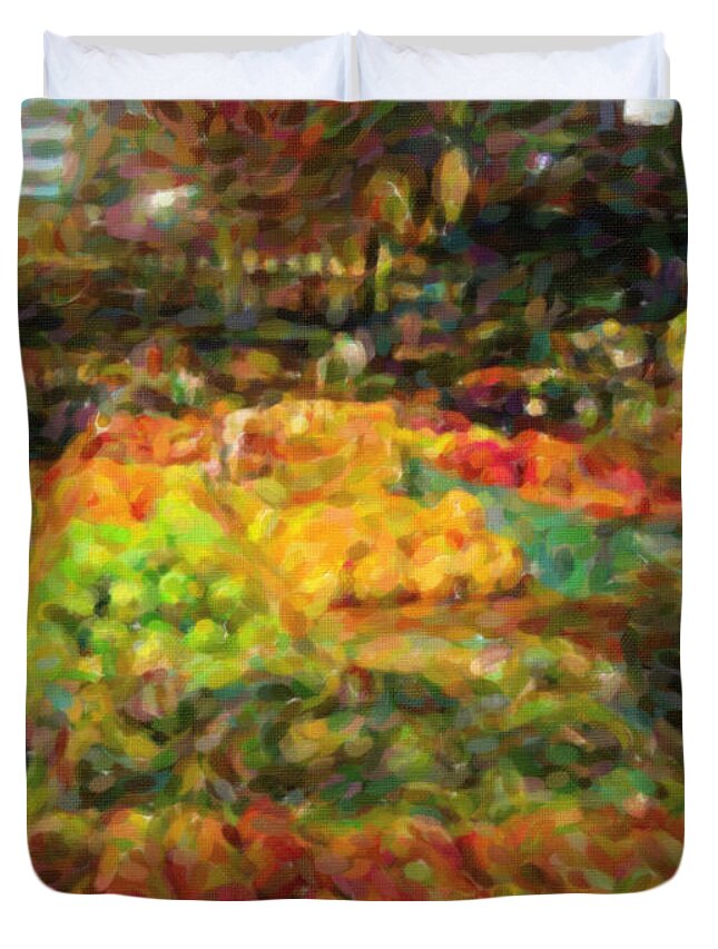 Produce Duvet Cover featuring the digital art Wild Man Apples by David Zimmerman