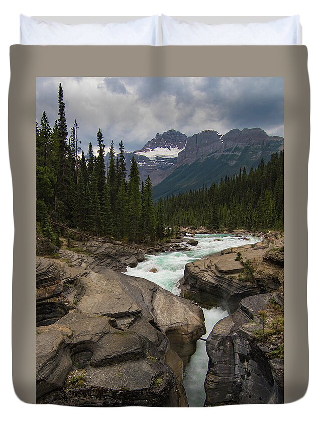 Mistaya Canyon Duvet Cover featuring the photograph Wild Mistaya Canyon by Norma Brandsberg