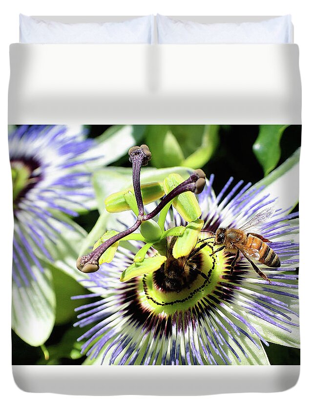 Wild Passion Flower Duvet Cover featuring the digital art Wild passion flower 001 by Kevin Chippindall
