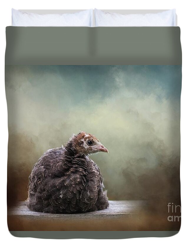 Wild Turkey Duvet Cover featuring the photograph Wild Turkey Chick by Eva Lechner