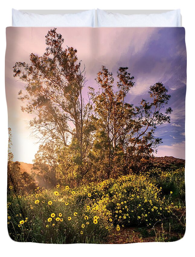 Chatsworth Duvet Cover featuring the photograph Wildflower Sunset by Endre Balogh