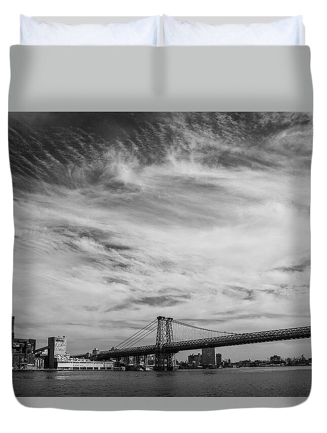 Sugar Duvet Cover featuring the photograph Williamsburg Bridge And Brooklyn by Copyright Michael Spry