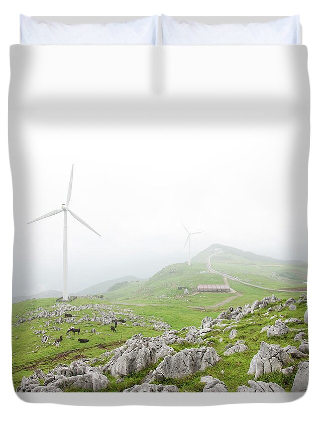 Scenics Duvet Cover featuring the photograph Wind Farm by Seiya Kawamoto