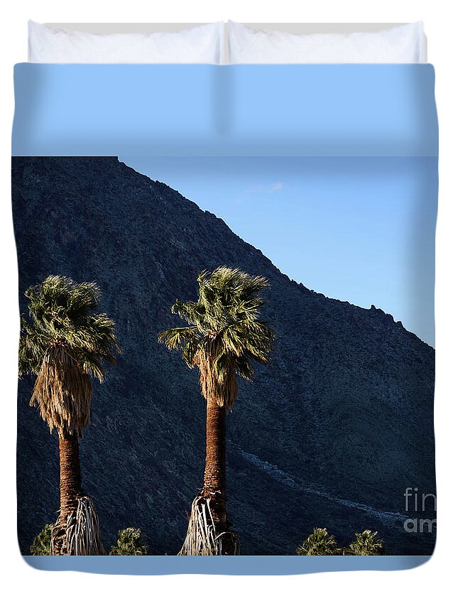 Desert Duvet Cover featuring the photograph Wind in the Palms by Jeff Hubbard