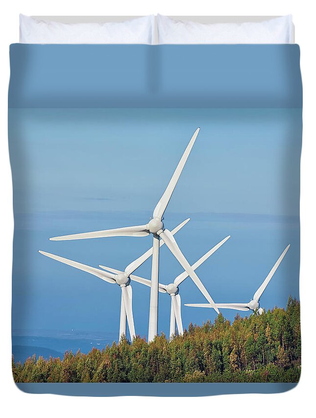 Algarve Duvet Cover featuring the photograph Wind Turbines by Gabrielle Therin-weise
