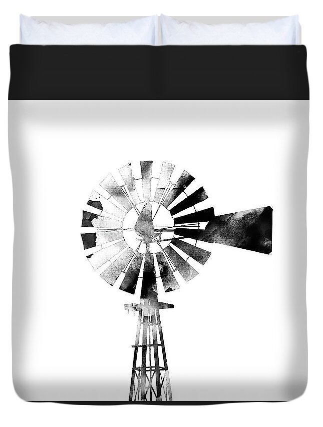 Texas Duvet Cover featuring the photograph Windmill 2 #blackandwhite by Andrea Anderegg