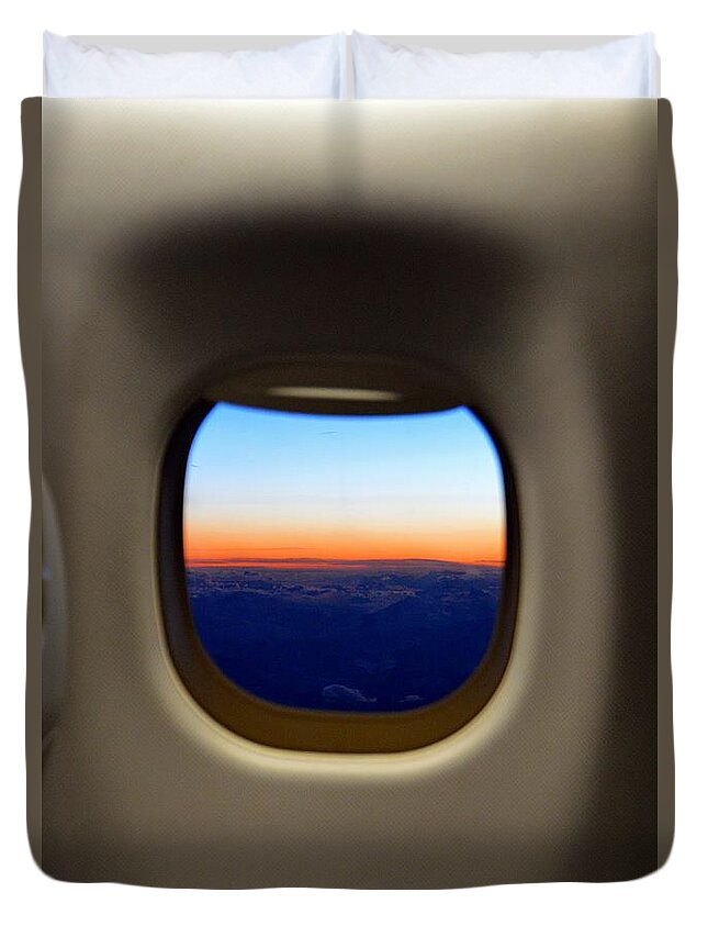 Aviation Duvet Cover featuring the photograph Window Seat by Thomas Schroeder