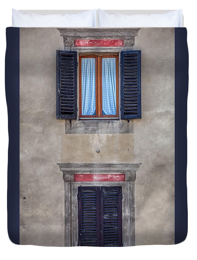 Window Duvet Cover featuring the photograph Windows of Montalcino by David Letts