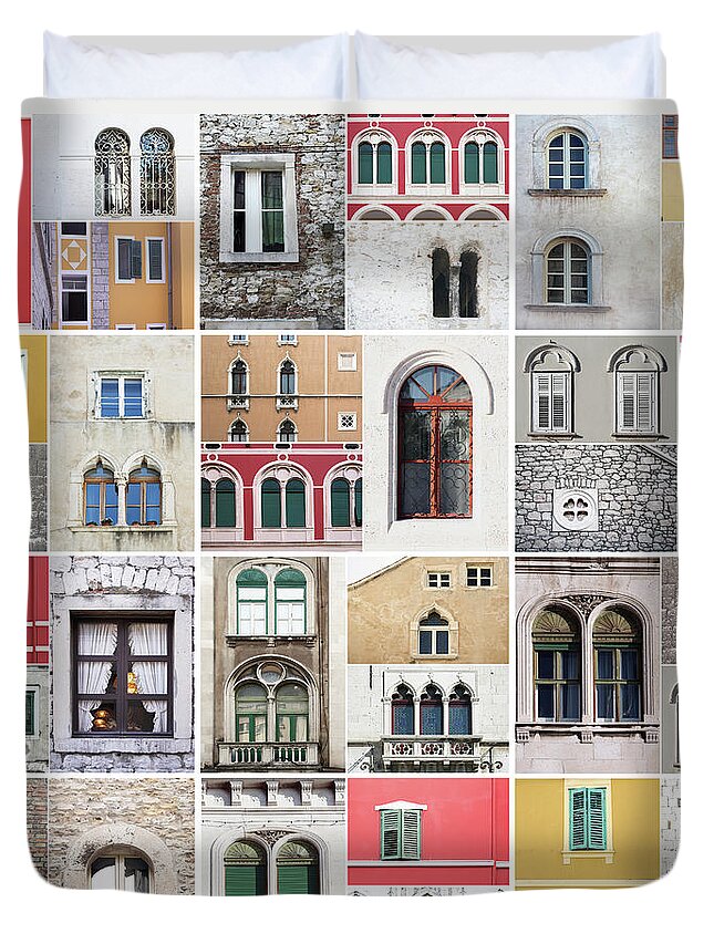 Arch Duvet Cover featuring the photograph Windows Patchwork by Ejla