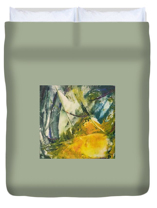 Contemporary Duvet Cover featuring the painting Windswept by Mary Sullivan