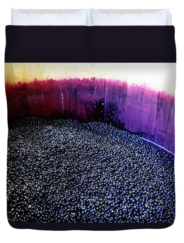Working Duvet Cover featuring the photograph Wine Grapes Ready For Pressing In by Rapideye