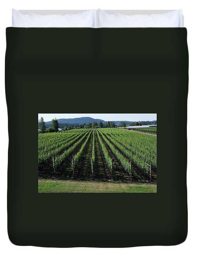 Hanging Duvet Cover featuring the photograph Wine Grapes by Spinkle