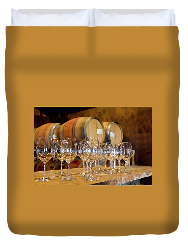 Alcohol Duvet Cover featuring the photograph Wine Tasting Room by Creativeye99