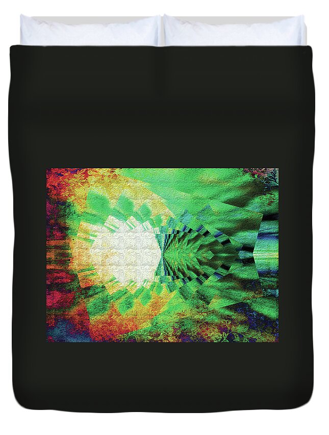 Abstract Art Print Duvet Cover featuring the digital art Winged Migration by Paula Ayers