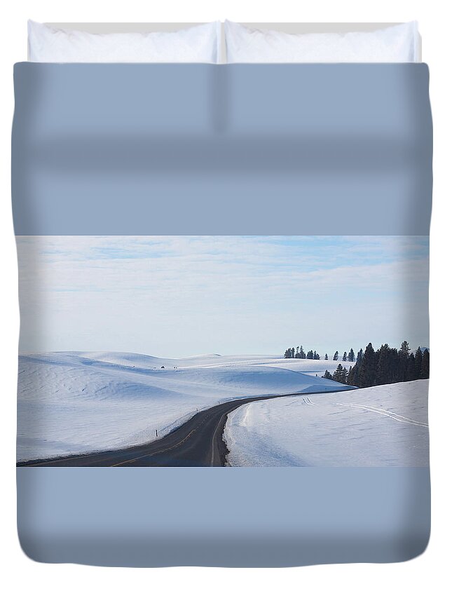 Winter Duvet Cover featuring the photograph Winter Country Road 2 by Tatiana Travelways