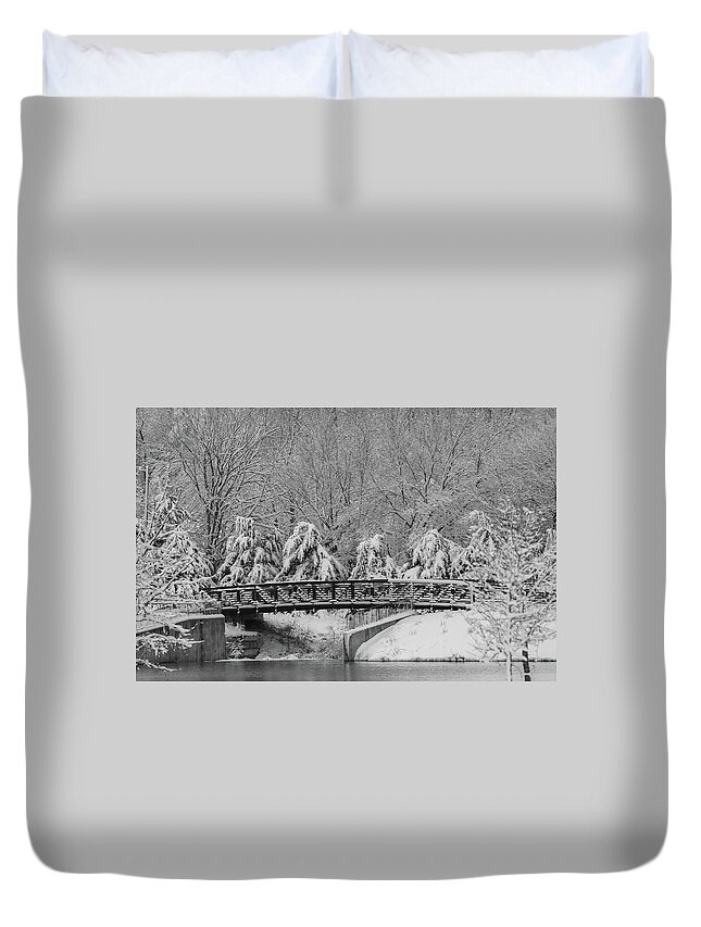 Winter Duvet Cover featuring the photograph Winter Crossing by Mary Anne Delgado