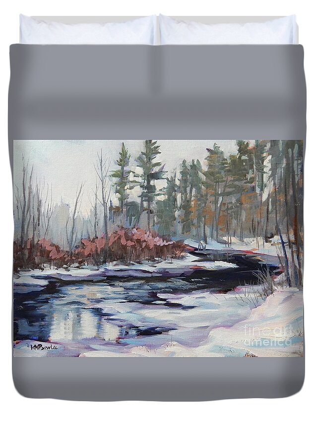 River Duvet Cover featuring the painting Winter Curve by K M Pawelec
