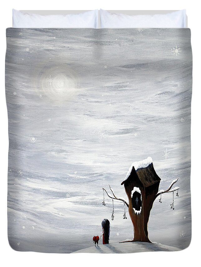 Winter Duvet Cover featuring the painting Winter Painting by Moonlight Art Parlour