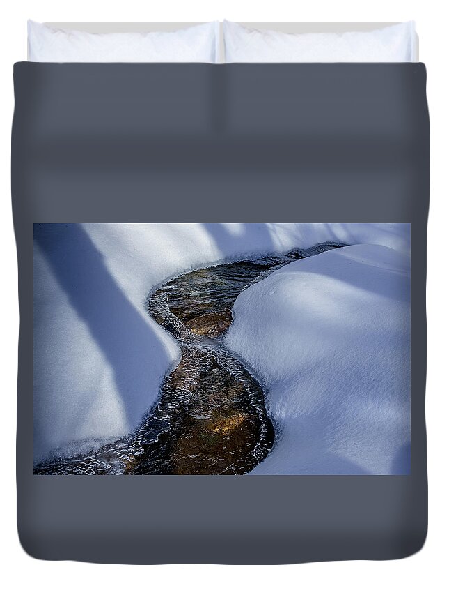 New Hampshire Duvet Cover featuring the photograph Winter Stream. by Jeff Sinon