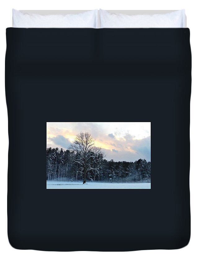 Snow Duvet Cover featuring the photograph - Winter Sunset by THERESA Nye