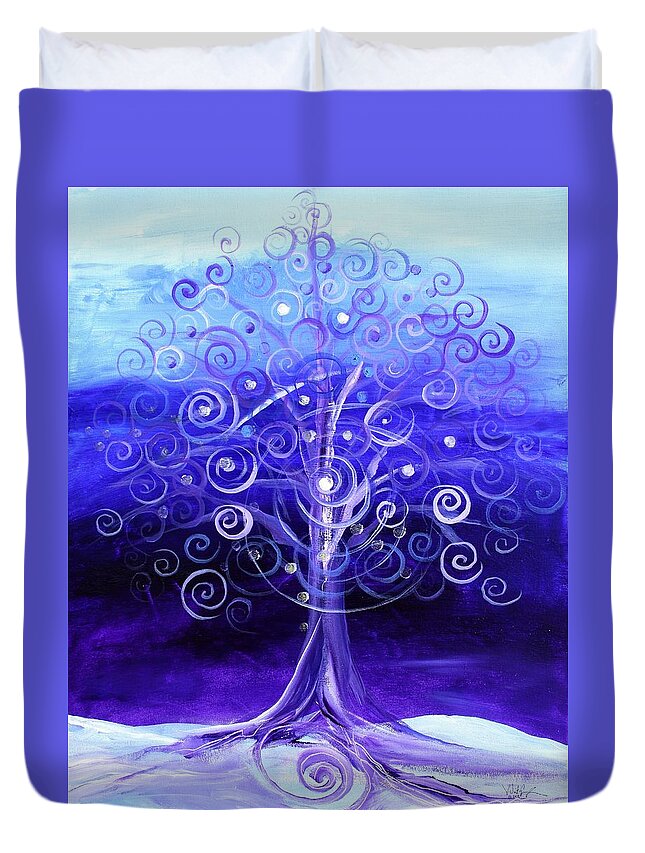 Tree Duvet Cover featuring the painting Winter Tree, One by J Vincent Scarpace