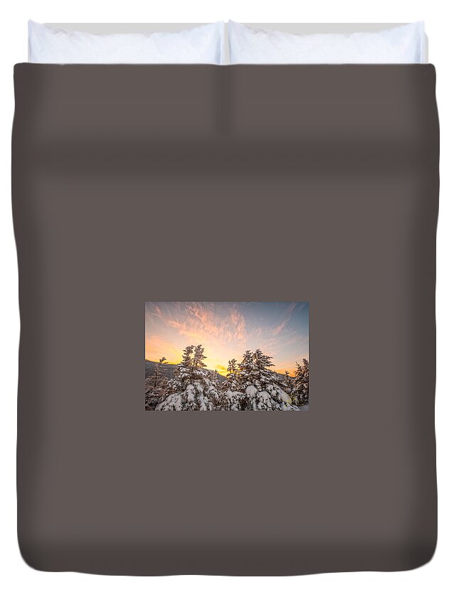Snow Duvet Cover featuring the photograph Winter's Last Light, by Jeff Sinon