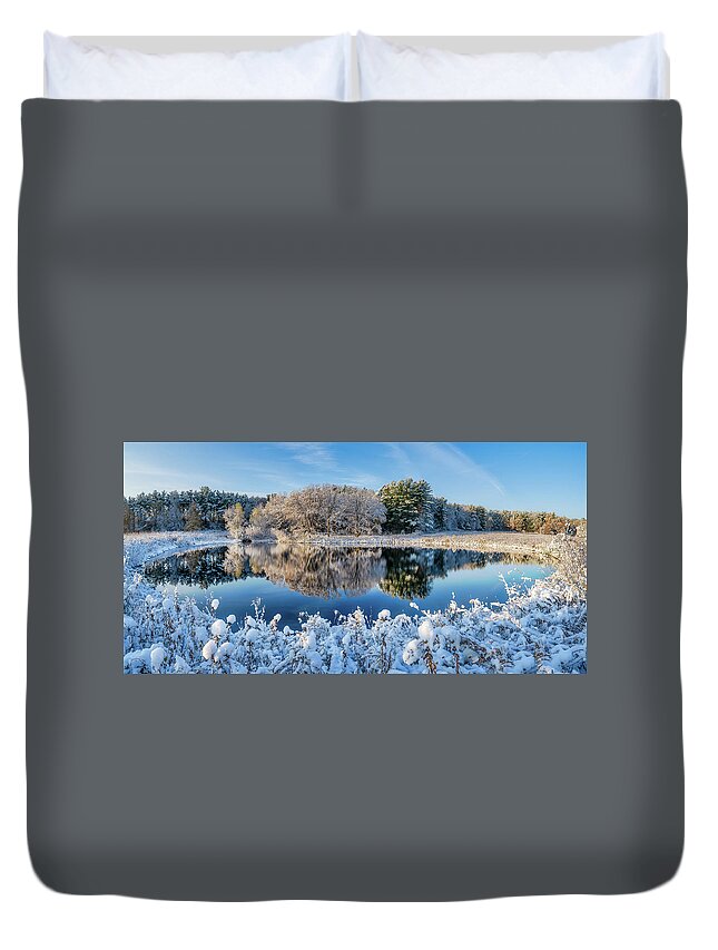 Uw Madison Arboretum Duvet Cover featuring the photograph Winter's Reflection by Brad Bellisle